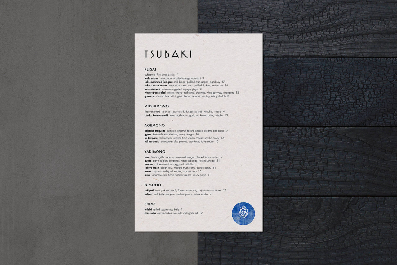 Tsubaki Restaurant Menu Design by Colony